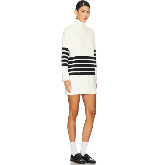 NWT Line & Dot Abbey Sweater Dress Ivory Black Stripe Turtleneck Knit Large - Picture 4 of 16